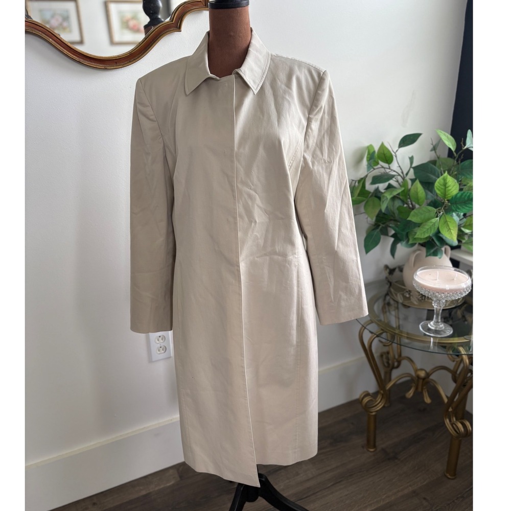 Classiques Entier Vintage Women's Beige Trench‎ Coat, Collared, Size Large